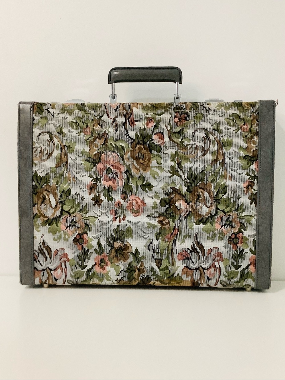 Vintage Floral Tapestry Top-Handle Briefcase Suitcase Bag